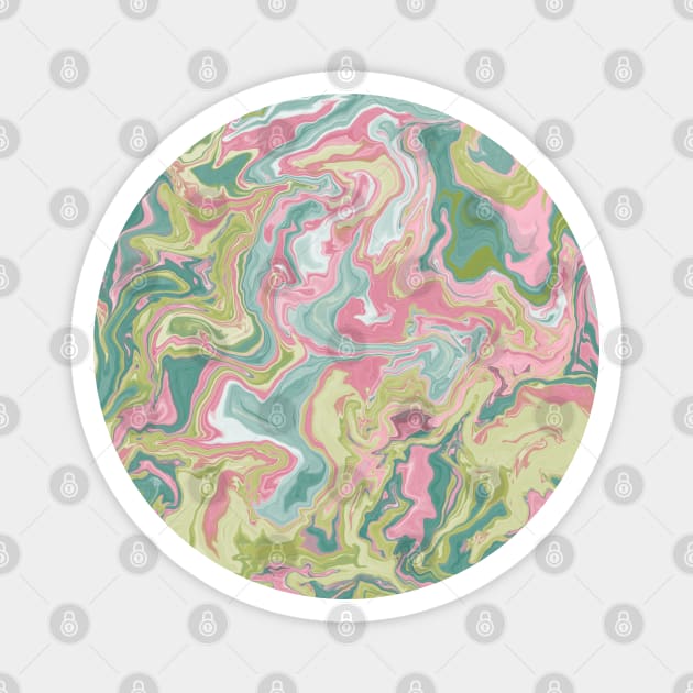 Shades of Happy Pastel Pink and Green Aesthetic Marble Pattern Magnet by Teeworthy Designs